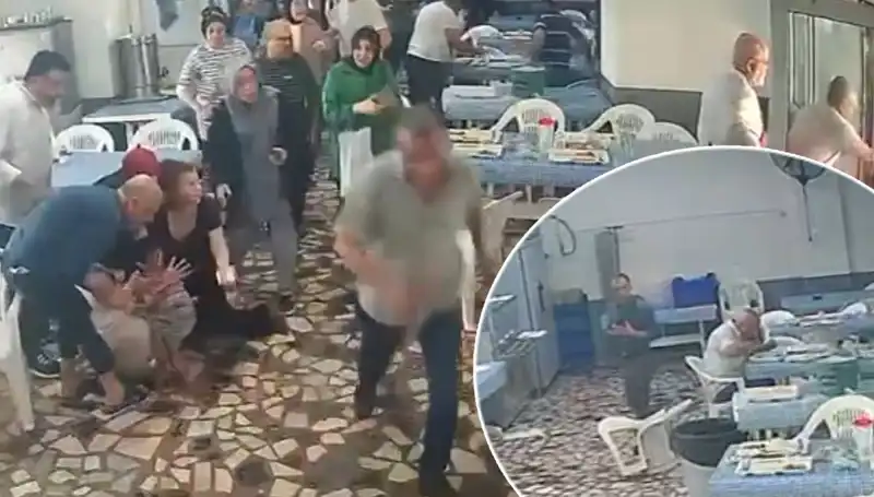 Yemekhane depreminin şok anları: Yemeğini bırakmayanlar!